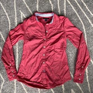 Tommy Hilfiger Red Long-sleeve Button Down Shirt